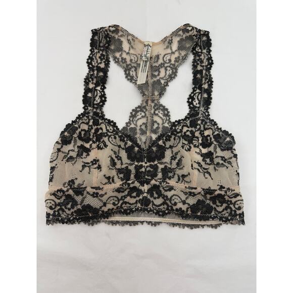 Free People Other - Intimately Free People Lace Racerback Bralette Black Nude XS